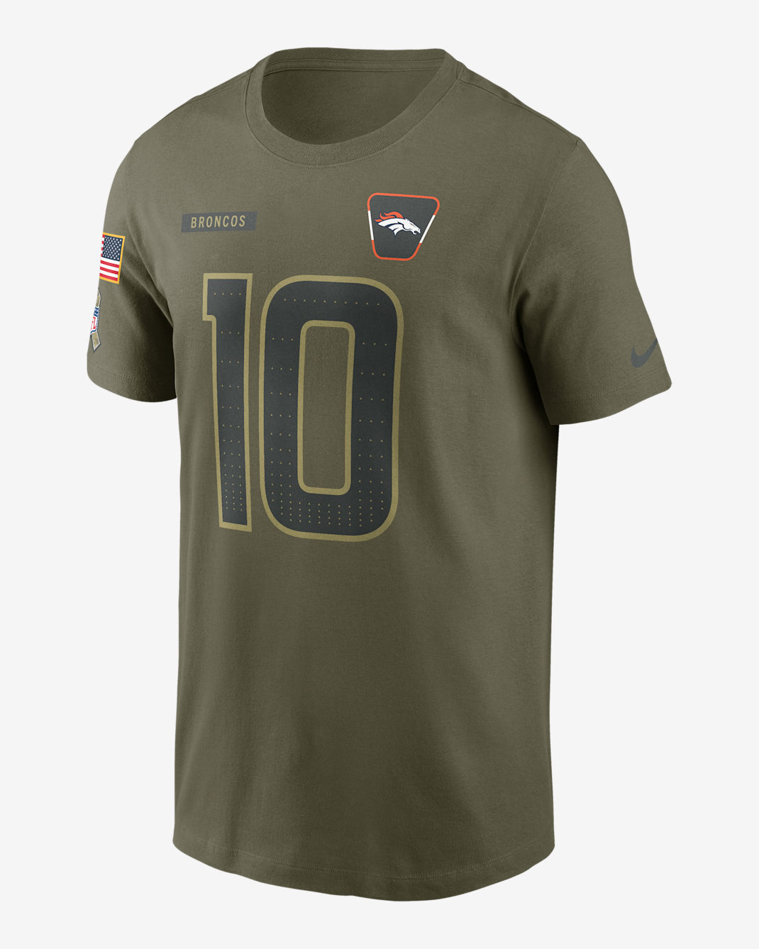 Playera Nike de la NFL para hombre Bo Nix Denver Broncos Salute to Service - Oliva