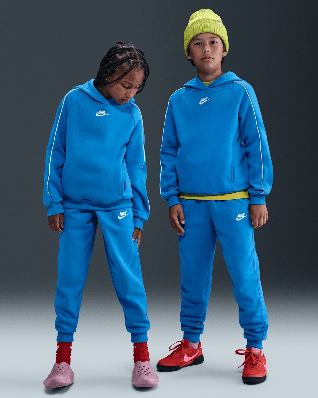Nike Sportswear Club Fleece Big Kids' Hooded Tracksuit - Light Photo Blue/Light Photo Blue/White/White