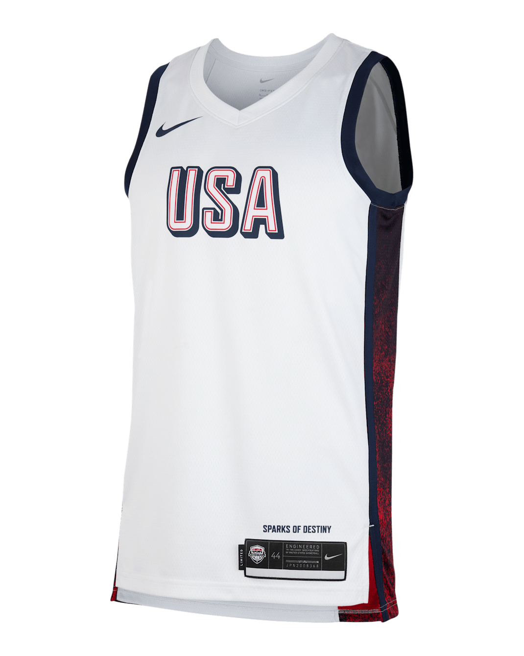 USAB Limited Home Nike Basketball-spillertrøje til mænd - hvid/Sport Red/Obsidian