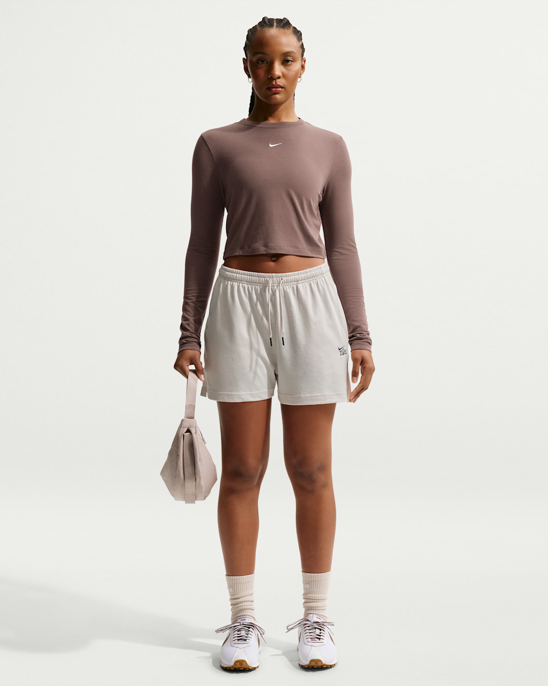 Nike Sportswear Chill Knit Women's High-Waisted Lightweight Shorts - Light Orewood Brown/Dark Smoke Grey
