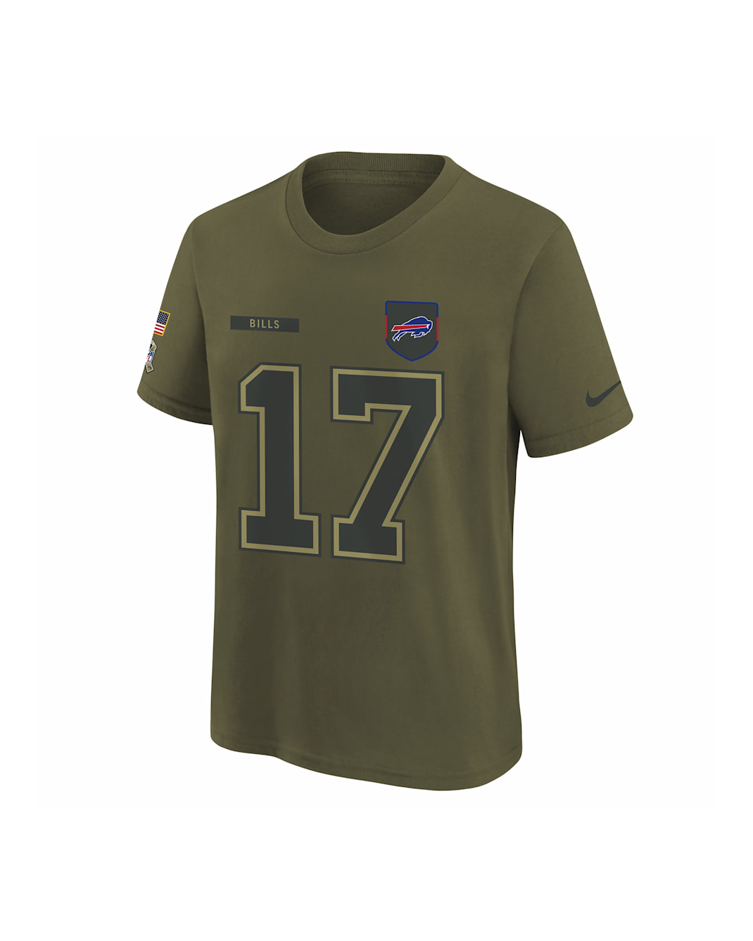 Playera Nike de la NFL para niños talla grande Josh Allen Buffalo Bills Salute to Service - Oliva