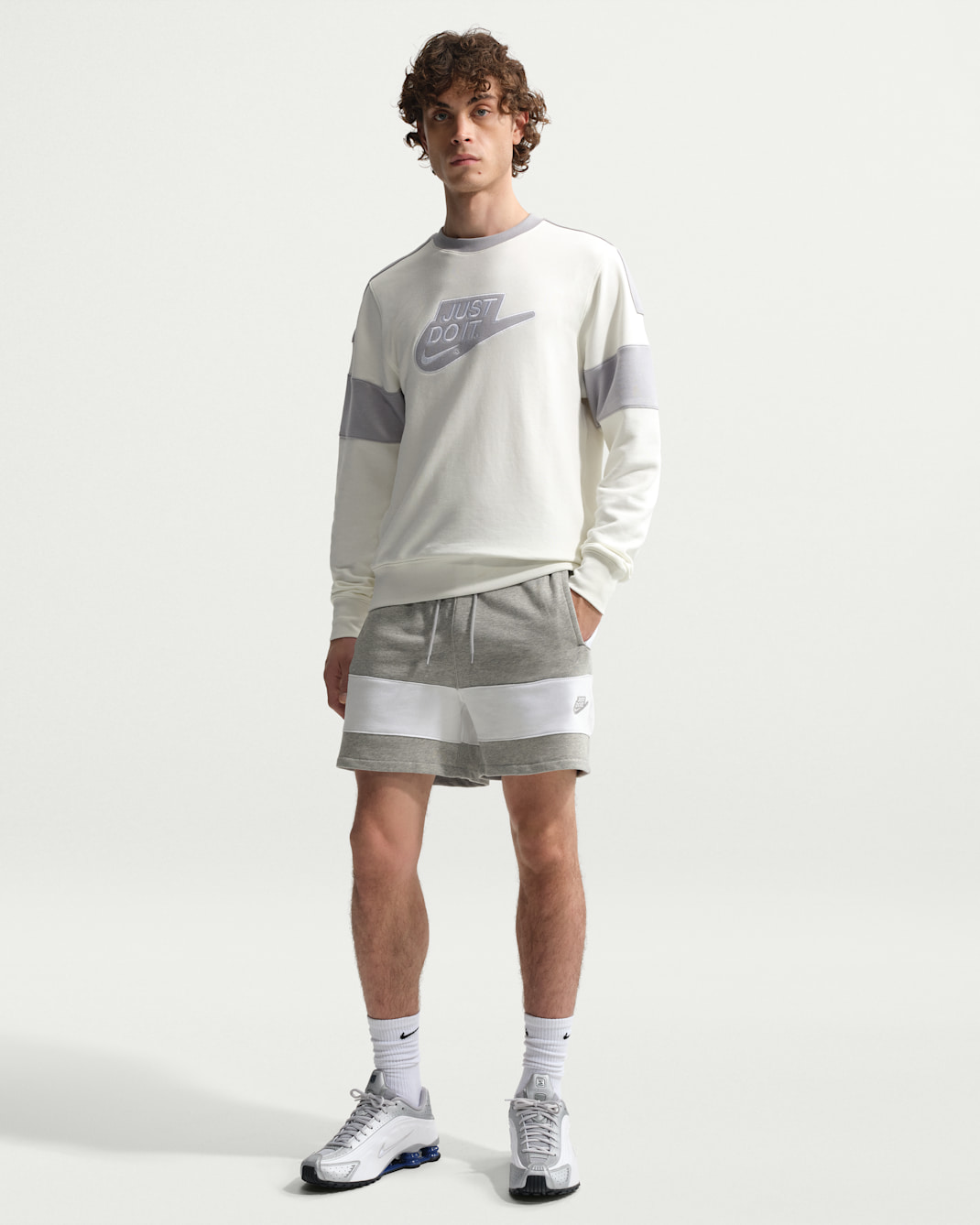 Nike Sportswear Club Men's French Terry Shorts - Dark Grey Heather/White/Light Smoke Grey/White