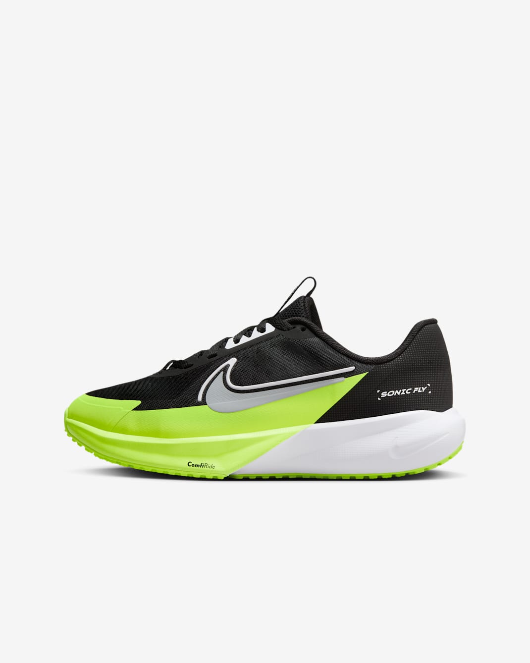 Nike Sonic Fly Big Kids' Running Shoes - Black/White/Volt/Wolf Grey