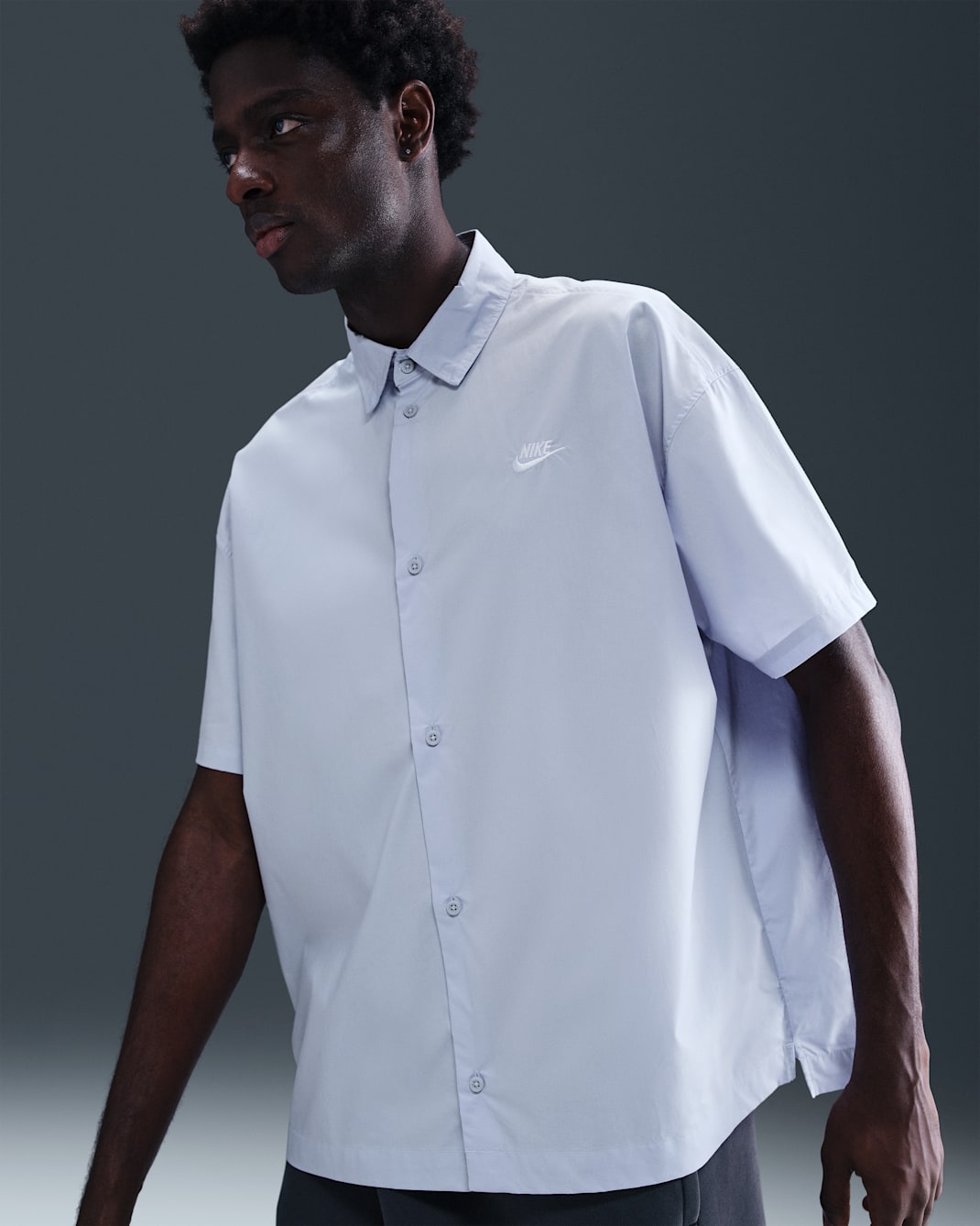 Nike Club overhemd met korte mouwen en knoopsluiting voor heren - Ghost/Wit