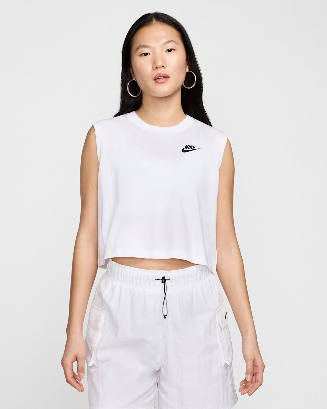 Nike Sportswear Club Women's Sleeveless Cropped Top - White/Black