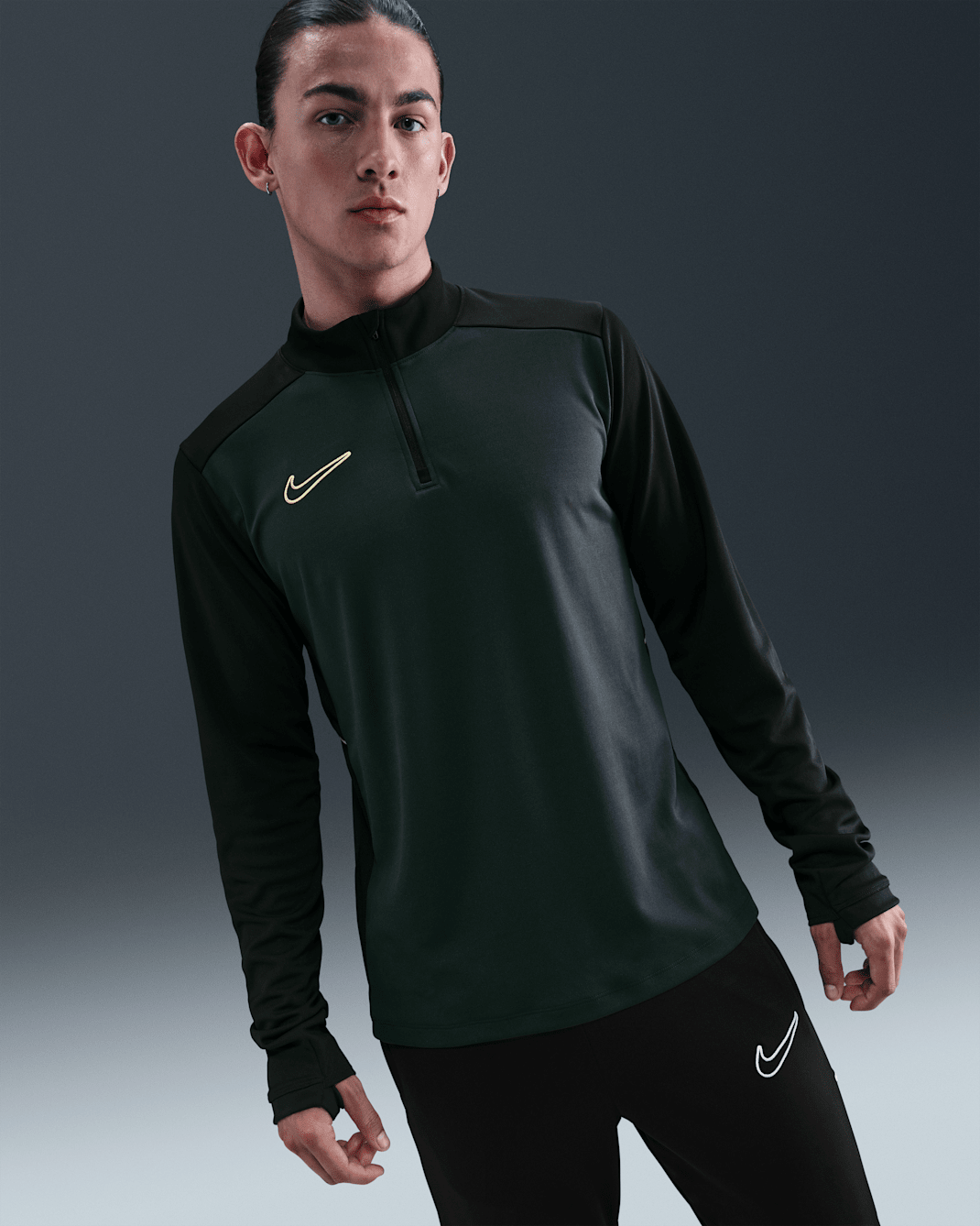 Nike Academy Men's Dri-FIT Football Drill Top - Seaweed/Black/Limelight