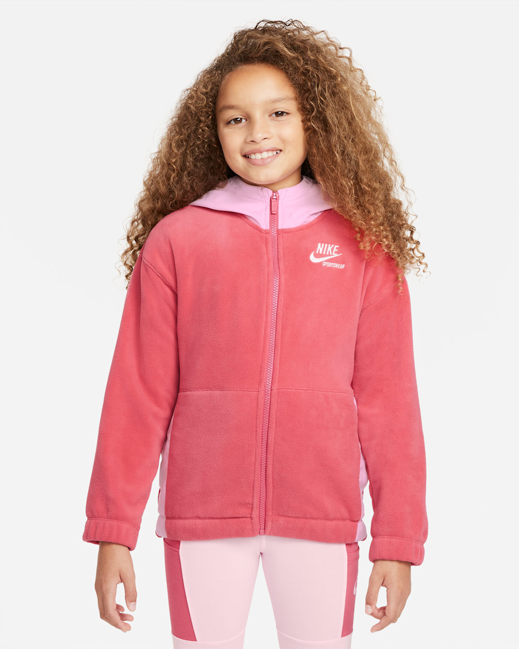 Nike Sportswear Heritage Big Kids' (Girls') Jacket - Archaeo Pink/Pink Foam/Pink Foam