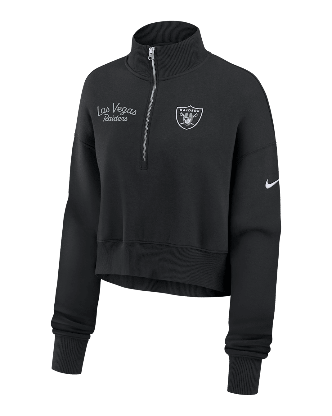 Las Vegas Raiders Phoenix Women's Nike NFL Cropped 1/4-Zip Crew - Black