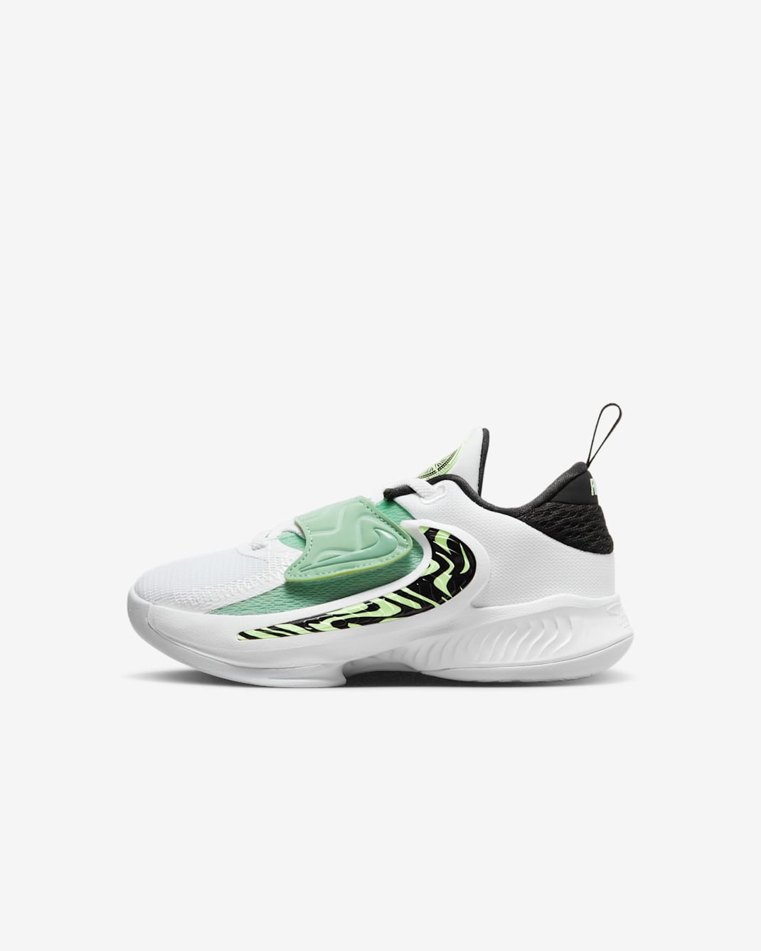 Giannis Freak 4 Younger Kids' Shoes - White/Black/Barely Volt/White