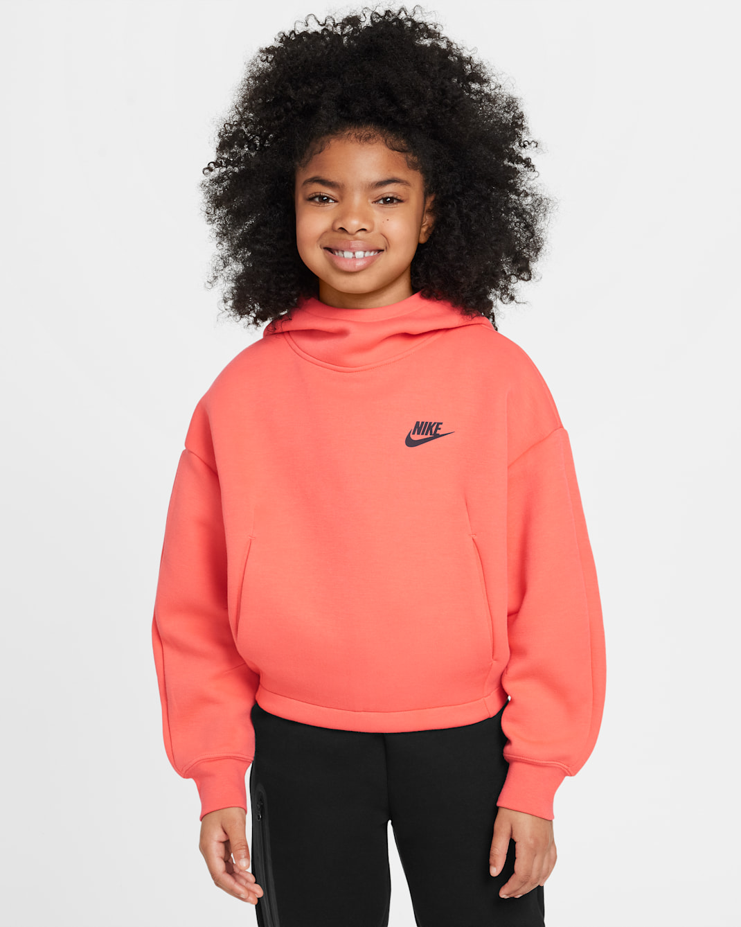 Nike Sportswear Tech Fleece Girls' Oversized Hoodie - Magic Ember/Black