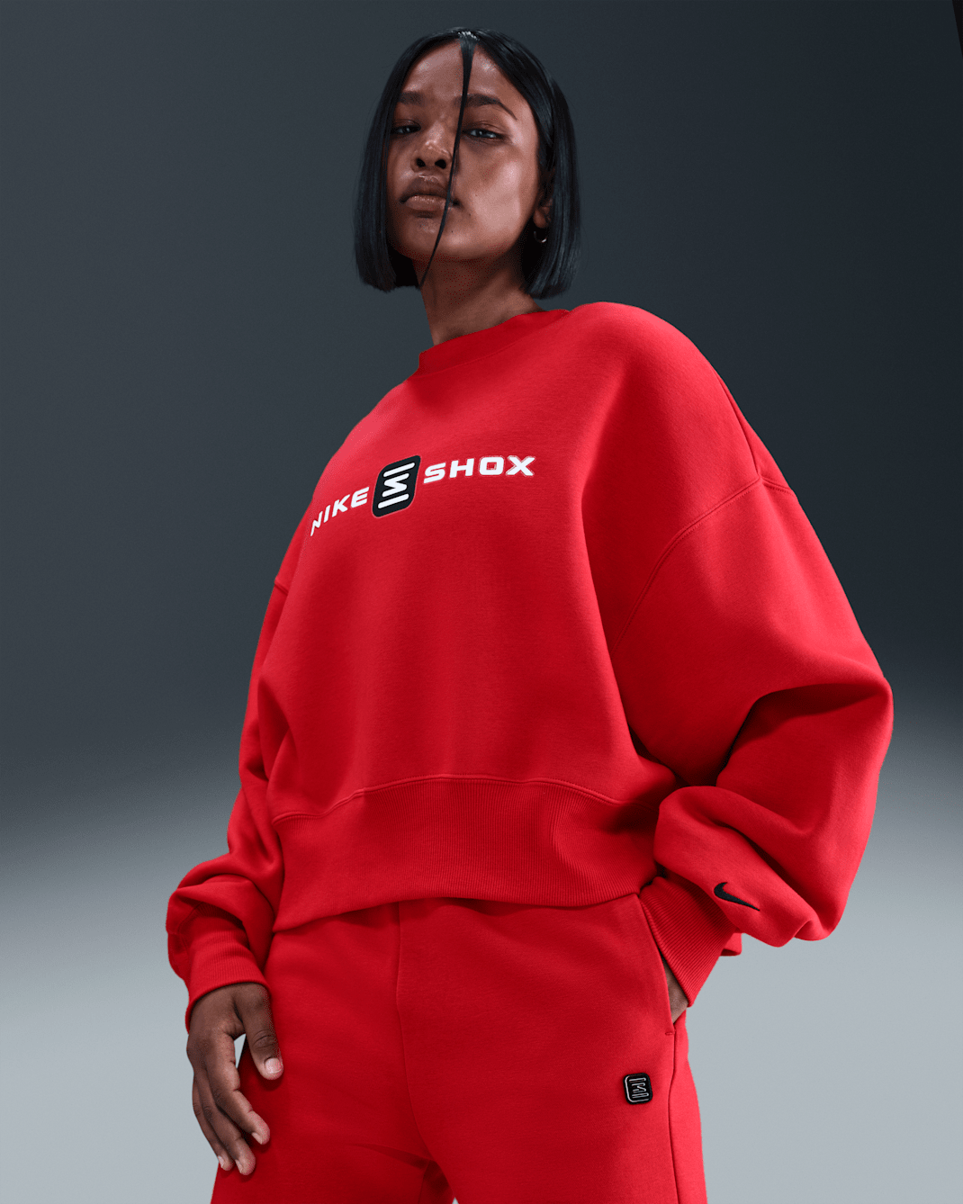 Nike Sportswear Phoenix Fleece Shox Women's Oversized Crew-Neck Sweatshirt - University Red