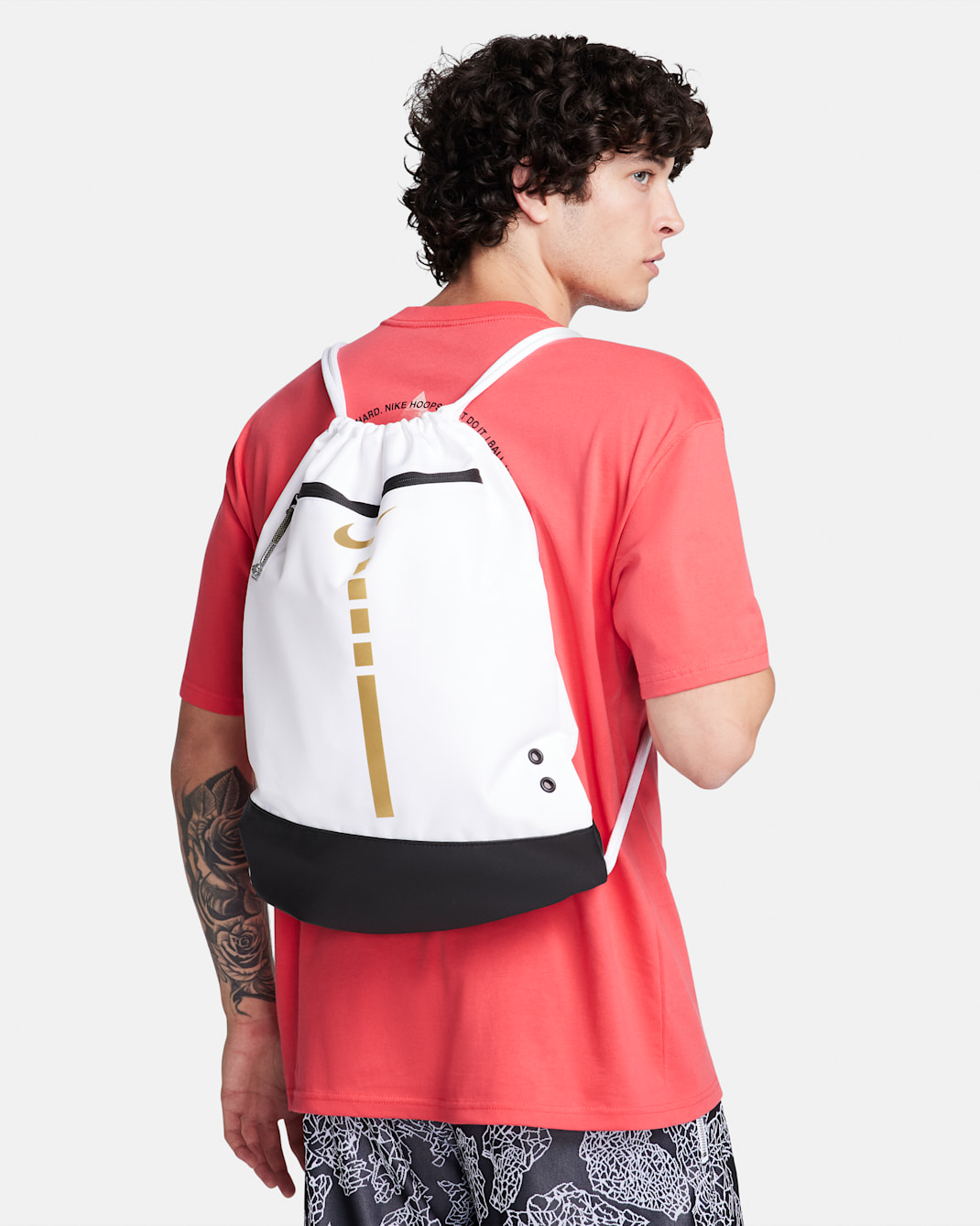 Nike Hoops Elite Drawstring Bag (17L) - White/Black/Metallic Gold