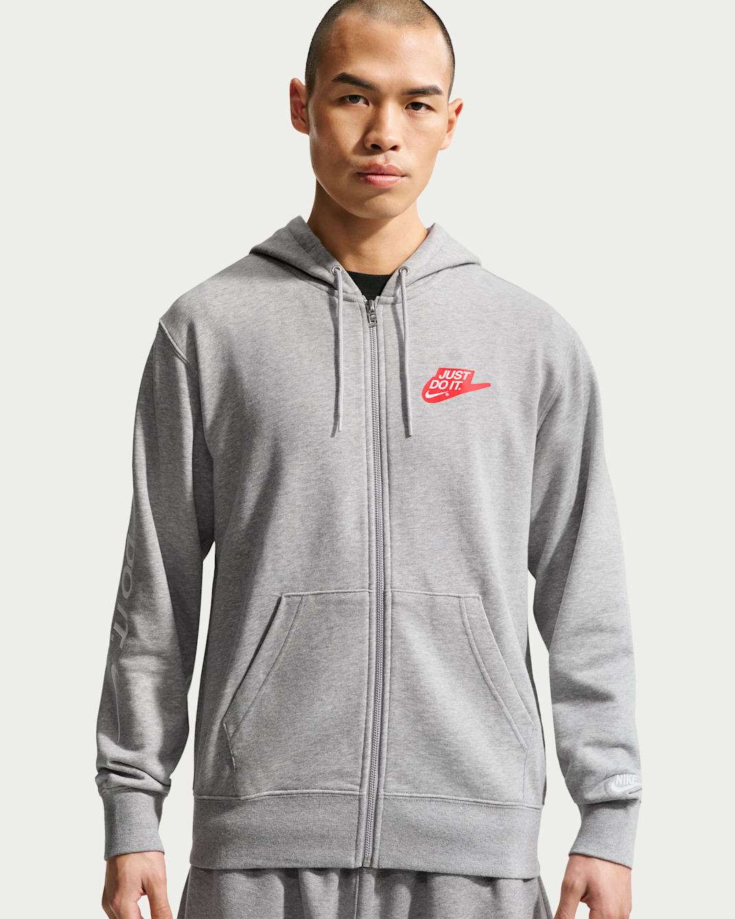 나이키 스포츠웨어 클럽 남성 프렌치 테리 풀집 후디 - 다크 그레이 헤더/라이트 스모크 그레이/화이트