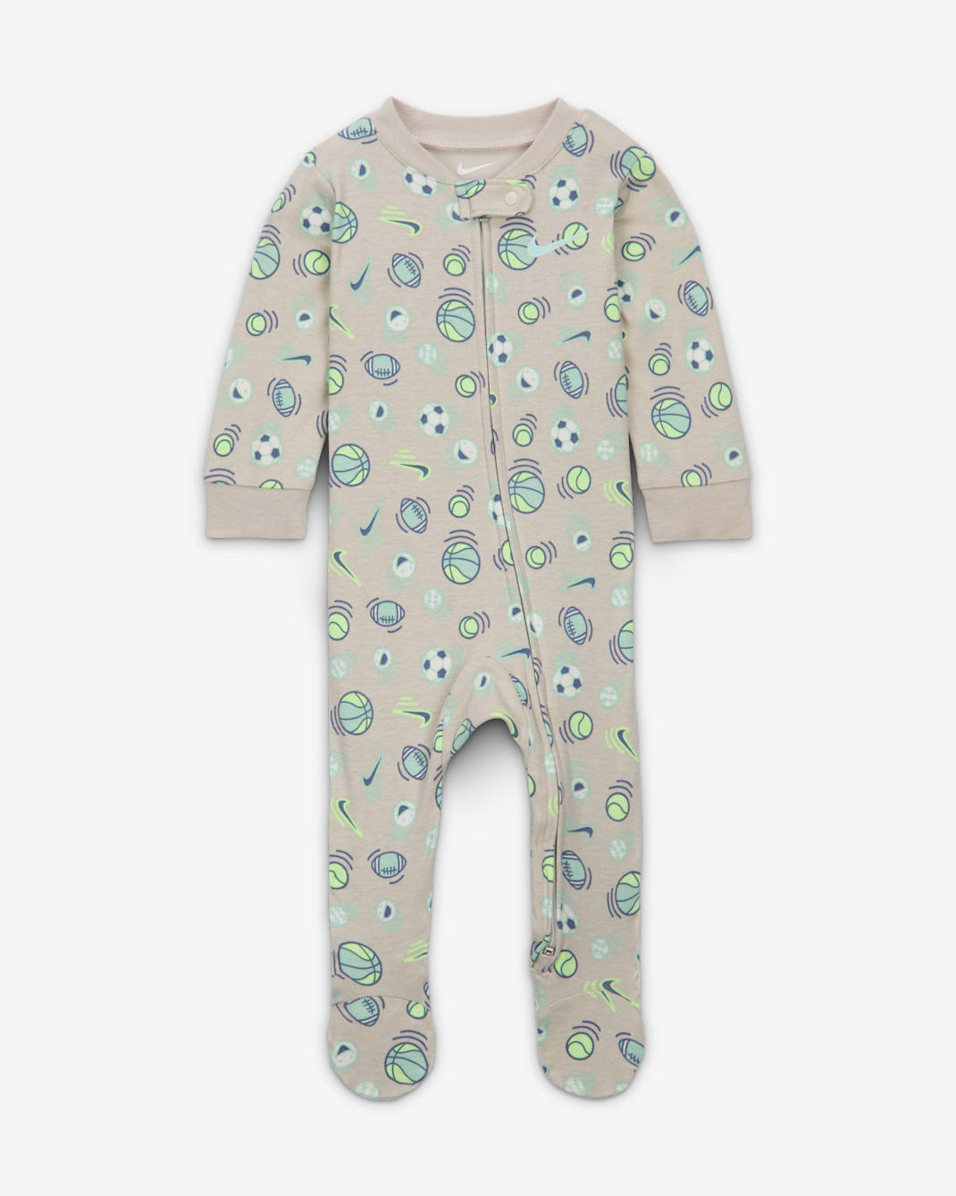 Nike Baby (0-9M) Sportball Printed Footed Coverall - Light Bone
