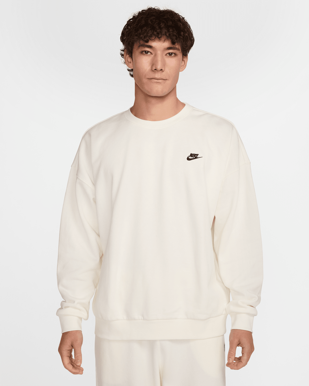 Nike Club Fleece Men's Oversized French Terry Crew - Sail/Sail/Black