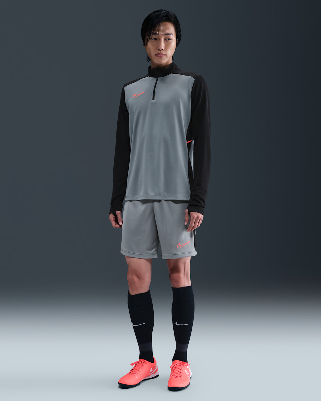 Nike Academy Men's Dri-FIT Soccer Shorts - Cool Grey/Black/Bright Crimson