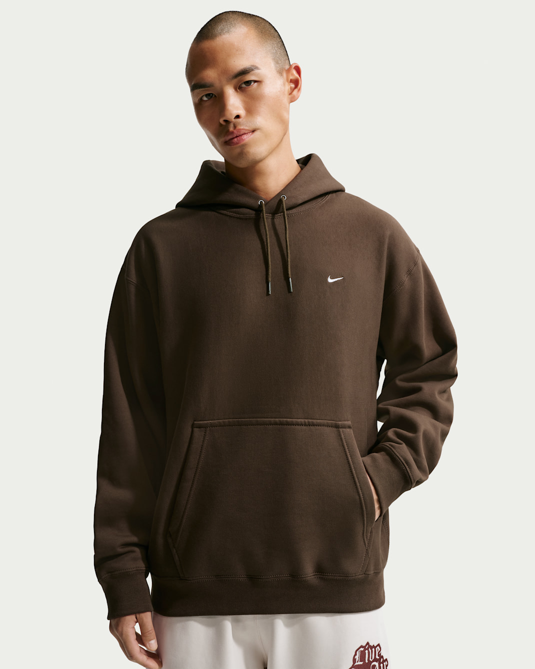 Nike Solo Swoosh Men's Pullover Hoodie - Dark Hazel/White