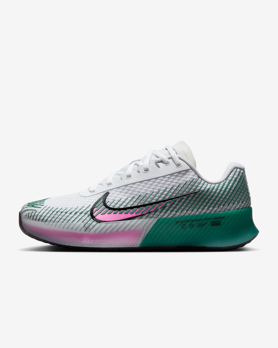 NikeCourt Air Zoom Vapor 11 Women's Hard Court Tennis Shoes - White/Bicoastal/Black/Playful Pink
