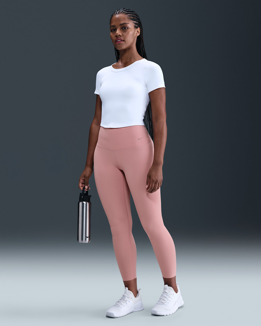 Nike Zenvy Women's High-Waisted 7/8 Leggings - Rust Pink/Black