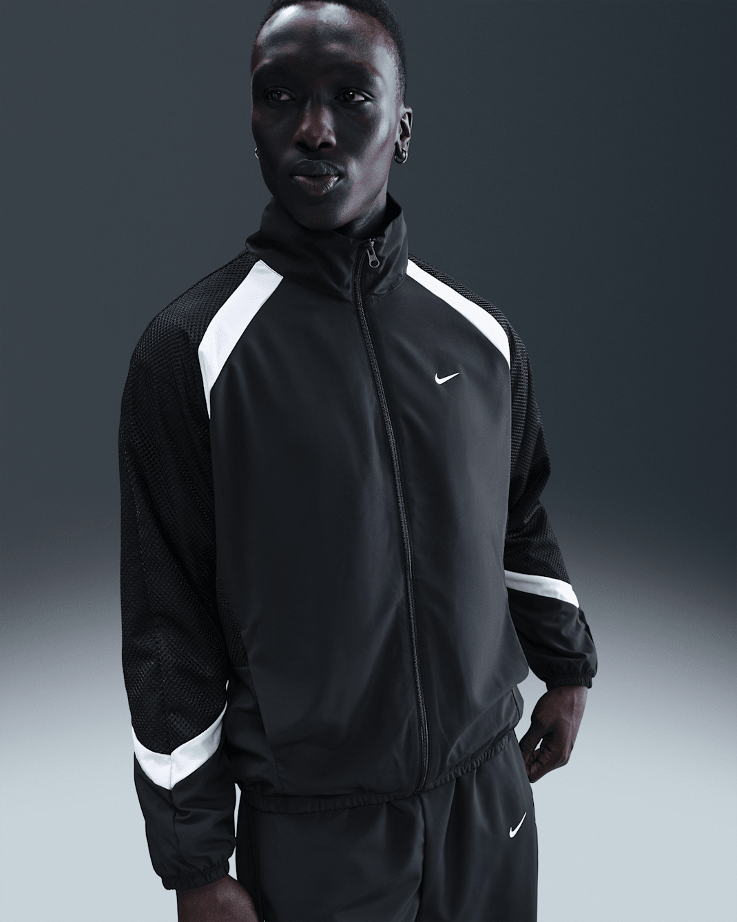 Nike Icon Men's Woven Basketball Jacket - Black/Black/White/White
