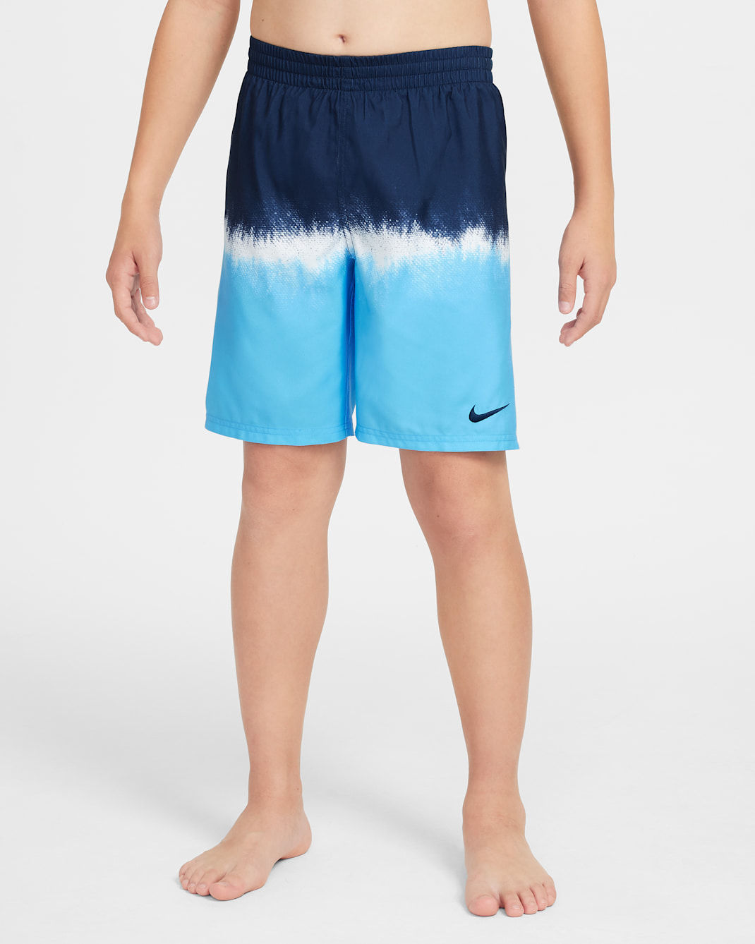 Traje de baño tipo short de voleibol con forro interior de 18 cm Nike Swim Breaker para niños talla grande - Azul universitario/Azul marino medianoche/Blanco/Azul marino medianoche