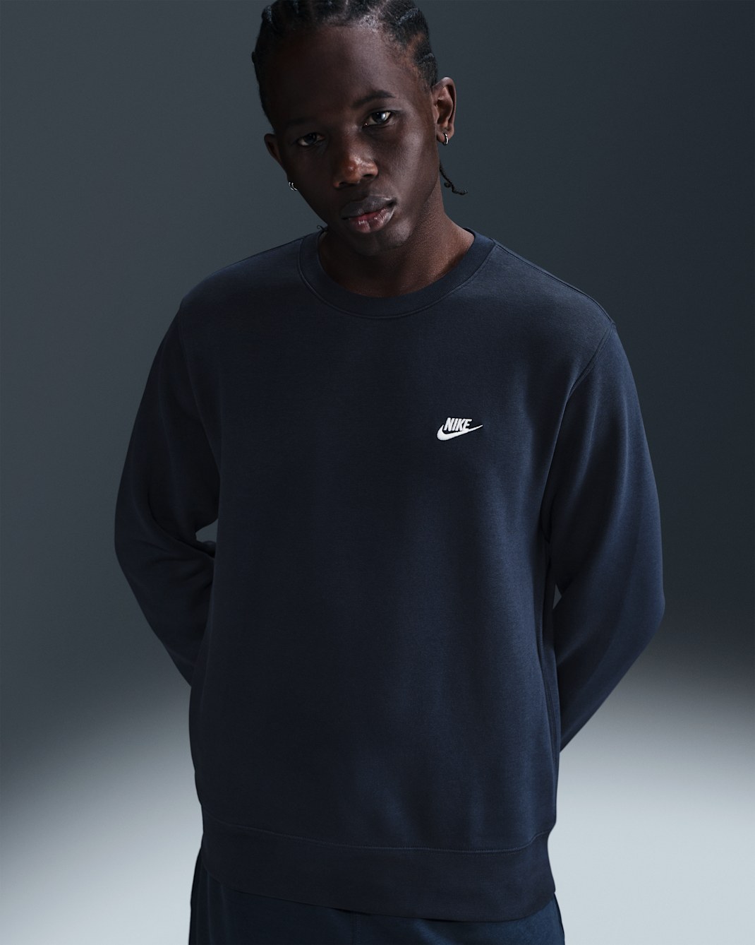 Nike Club Sudadera de tejido Fleece - Hombre - Obsidian/Blanco