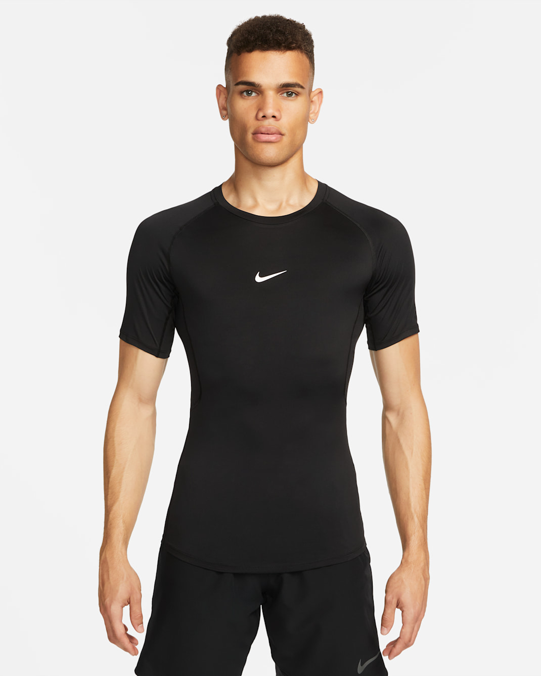 Nike Pro Men's Dri-FIT Tight Short-Sleeve Fitness Top - Black/White