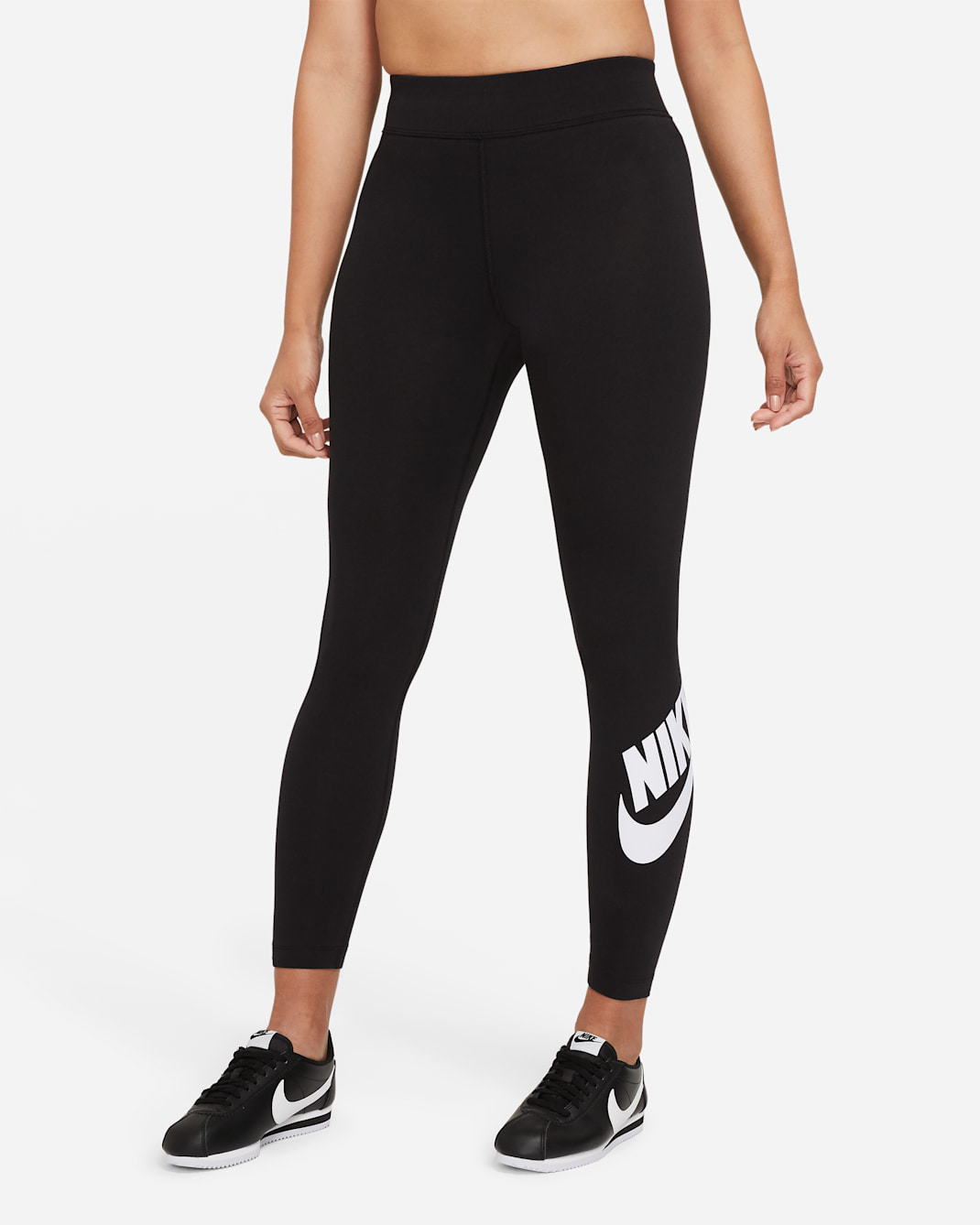 Nike Sportswear Essential Women's High-Waisted Logo Leggings - Black/White
