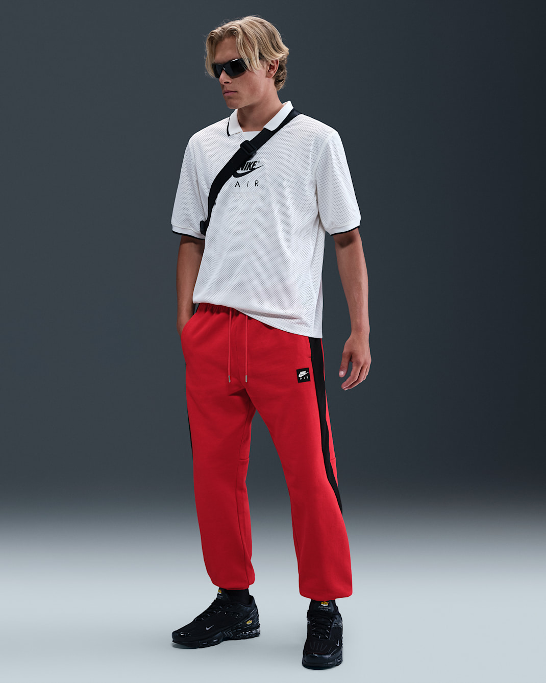 Nike Air Men's Fleece Joggers - University Red/Black/White