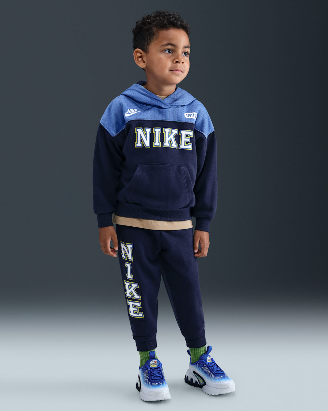 Nike Sportswear Toddler P.E. Blocked Pullover Hoodie and Pants Set - Midnight Navy