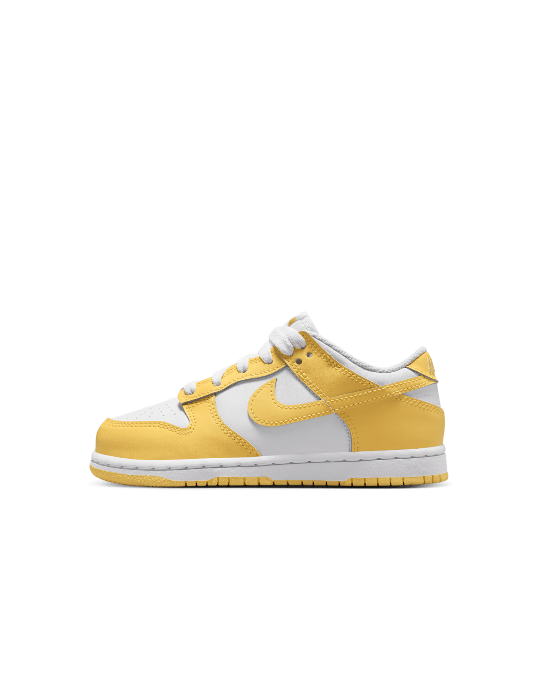 Tenis para niños de preescolar Nike Dunk Low - Blanco/Blanco/Blanco/Amarillo suave
