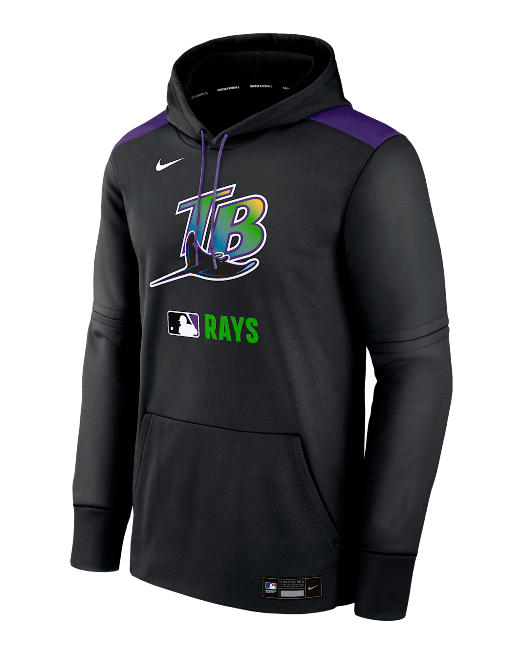 Tampa Bay Rays Authentic Collection Men's Nike Therma MLB Pullover Hoodie - Black
