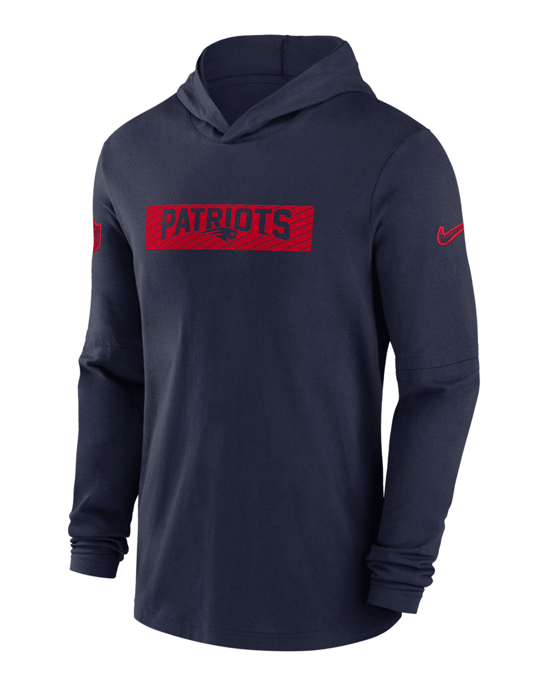 New England Patriots Sideline Men's Nike Dri-FIT NFL Long-Sleeve Hooded Top - Navy