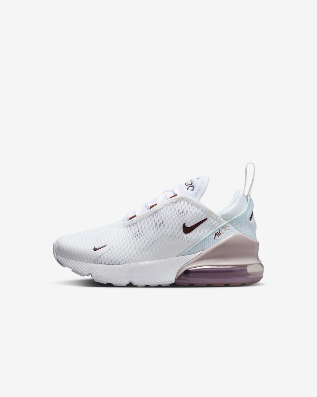 Nike Air Max 270 小童鞋款 - 白色/Platinum Violet/Burgundy Crush