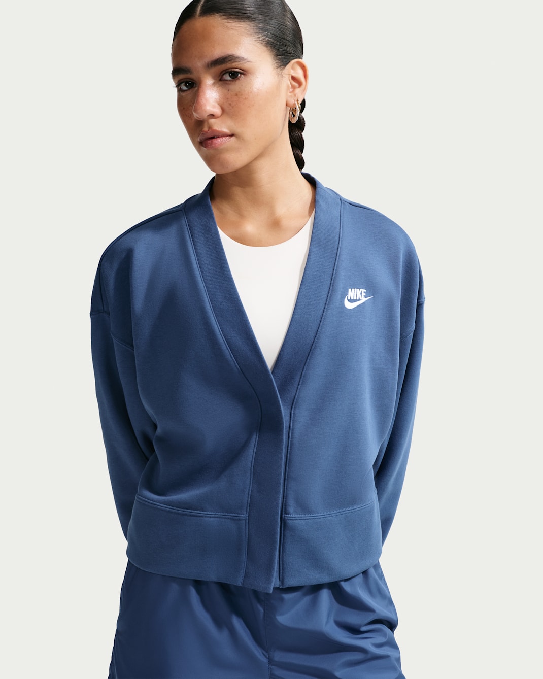 Nike Sportswear Club Fleece Women's Loose Cardigan - Mystic Navy/White