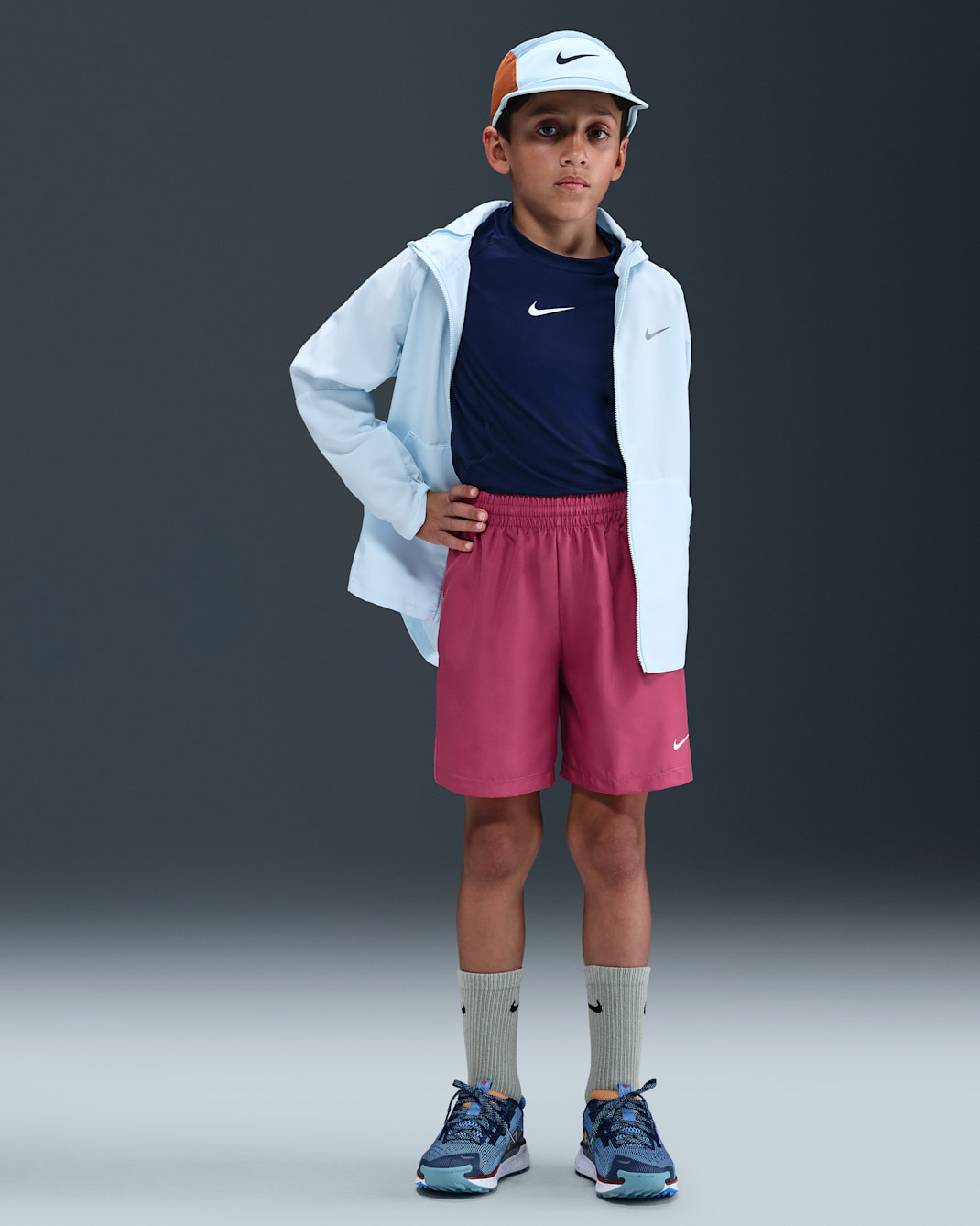 Shorts de entrenamiento Dri-FIT para niños talla grande Nike Multi - Remolacha dulce/Blanco