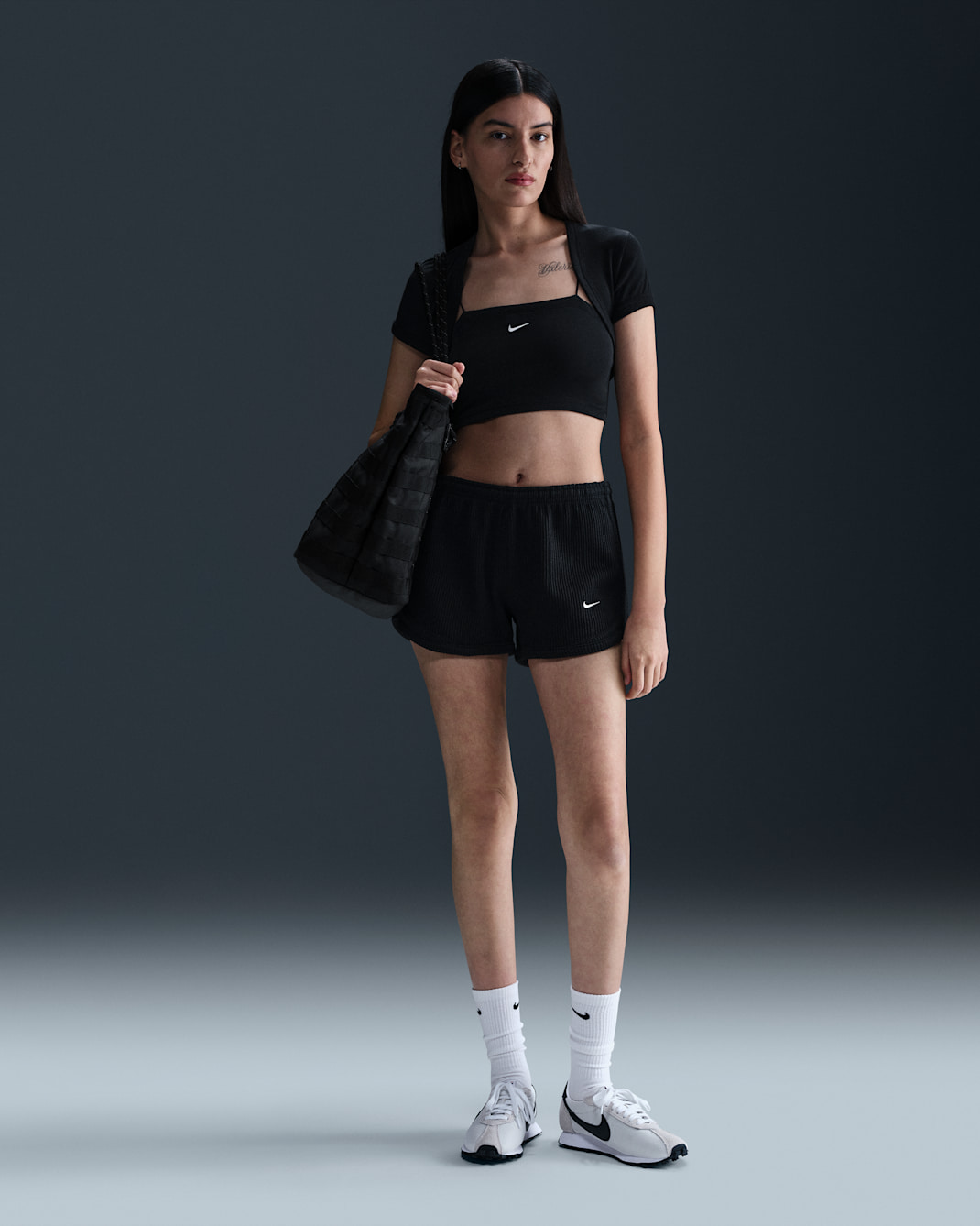Nike Sportswear Chill Waffle Women's Mid-Rise 8cm (approx.) Shorts - Black/Sail