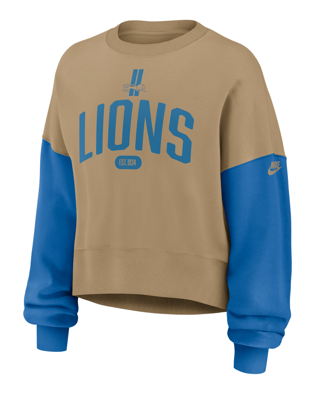 Detroit Lions Rewind Women's Nike NFL Pullover Crew - Tan/Beige