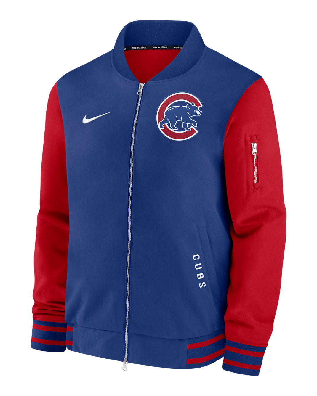 Chicago Cubs Authentic Collection Dugout Men's Nike MLB Full-Zip Bomber Jacket - Rush Blue
