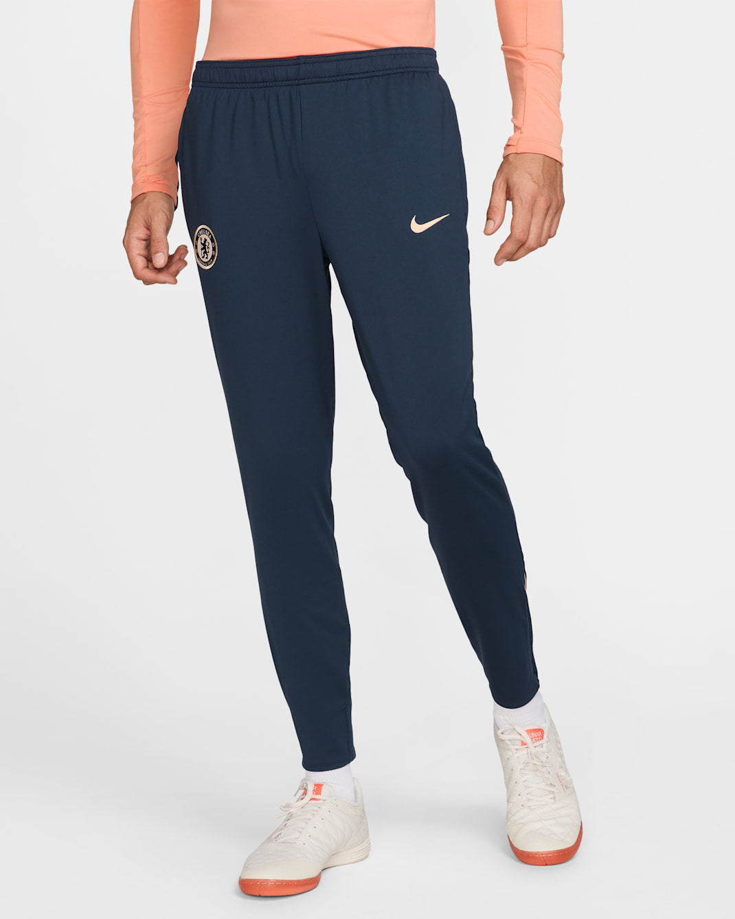 Chelsea F.C. Strike Special Edition Men's Nike Dri-FIT Football Knit Pants - Obsidian/Apricot Agate/Guava Ice