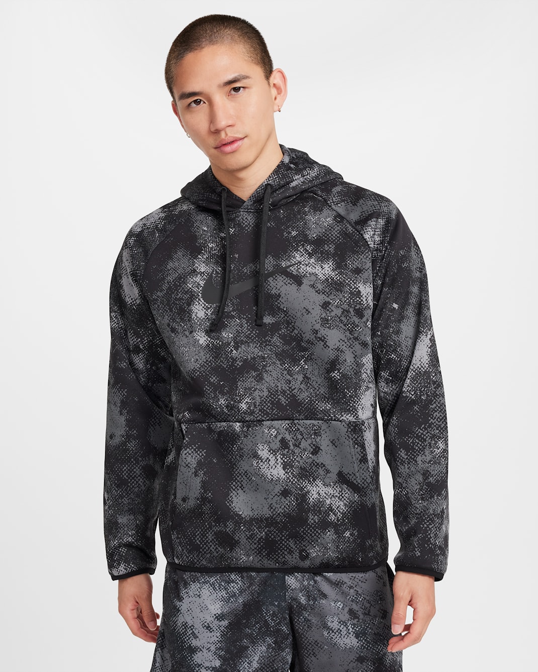 Nike Camo Men's Therma-FIT Versatile Pullover Hoodie - Black/Black