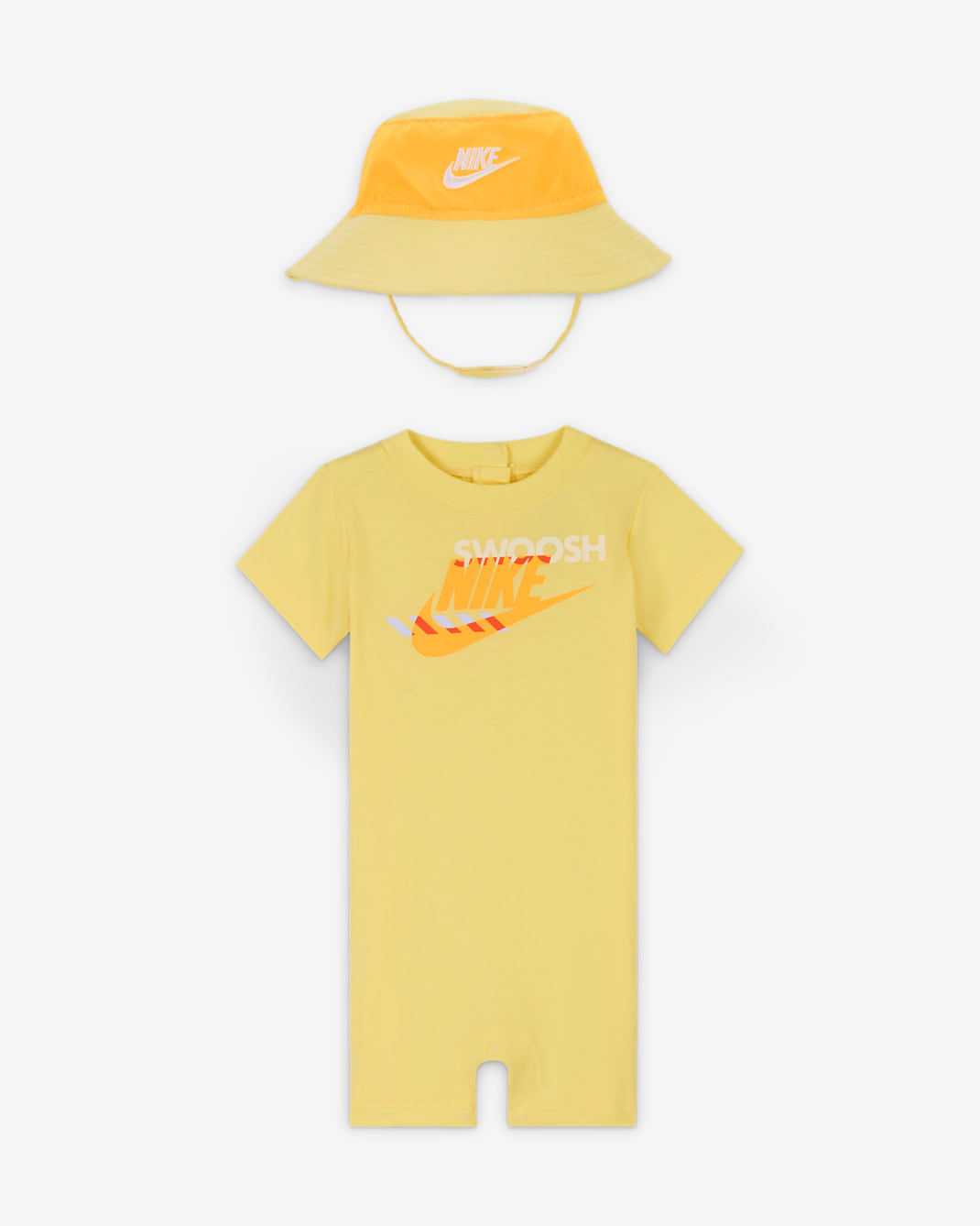 Nike Sportswear PE kezeslábas és karimás sapkaszett babáknak (0-9 hónapos korig) - Soft Yellow