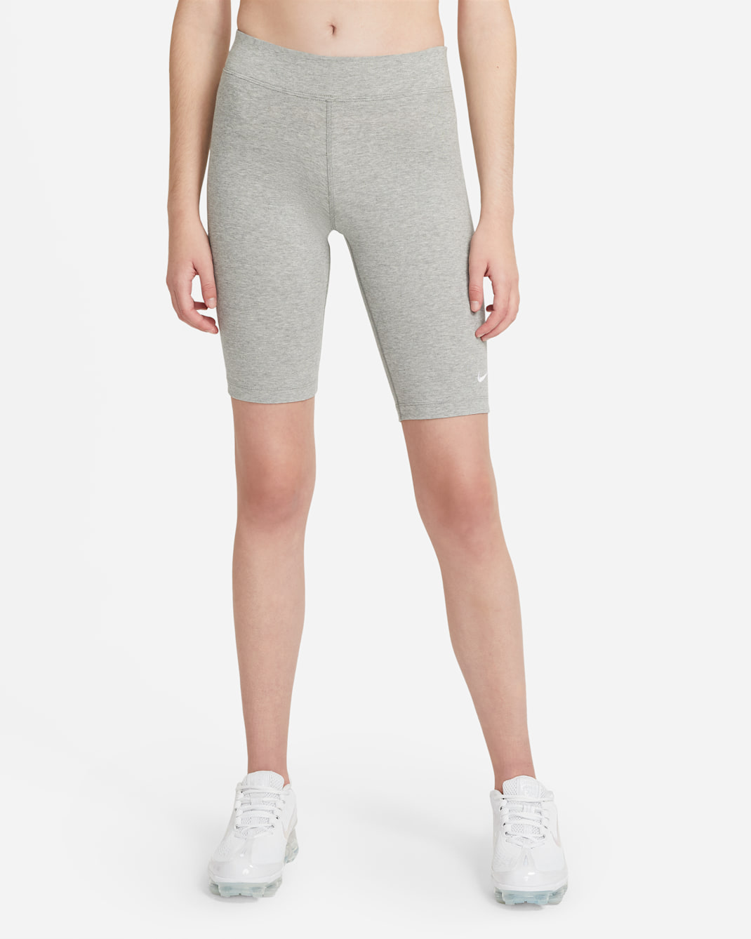 Nike Sportswear Essential Women's Mid-Rise 10" Biker Shorts - Dark Grey Heather/White