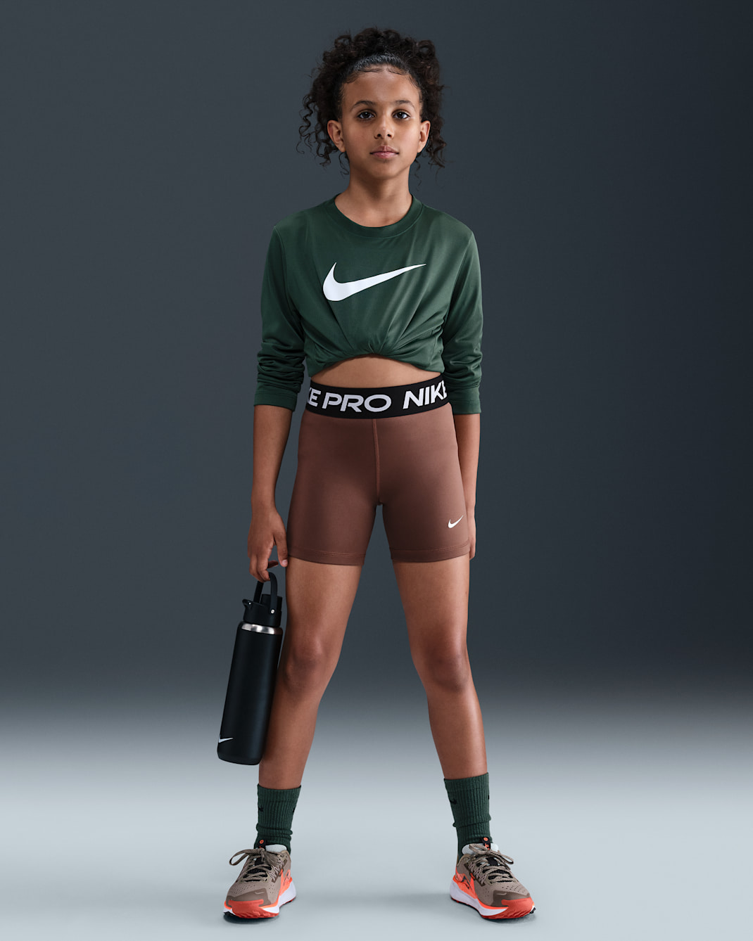 Nike Pro Girls' Shorts - Fauna Brown/White