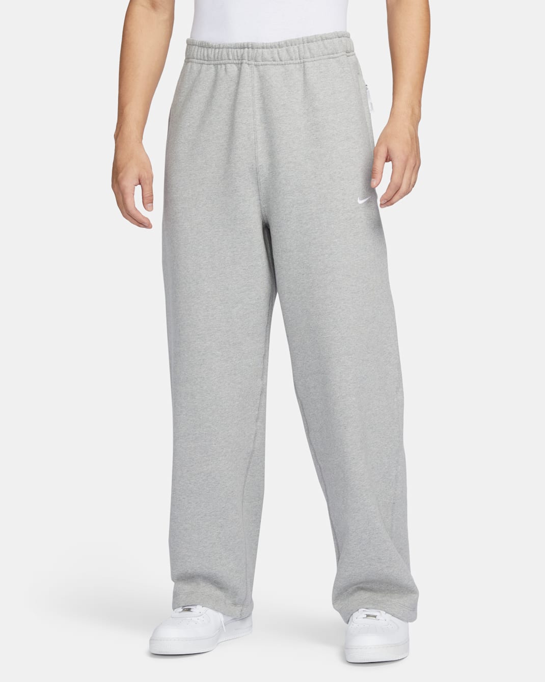 ナイキ スポーツウェア スウッシュ メンズ オープンヘム フリース パンツ - ダークグレーヘザー/ホワイト