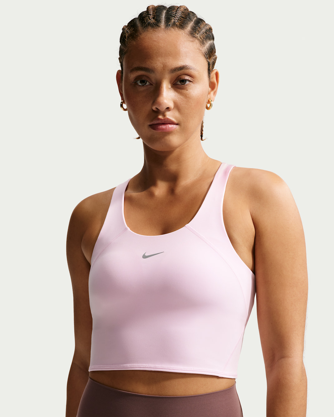 Nike Tempo Women's Medium-Support Cropped Sports Bra Tank Top - Pink Foam