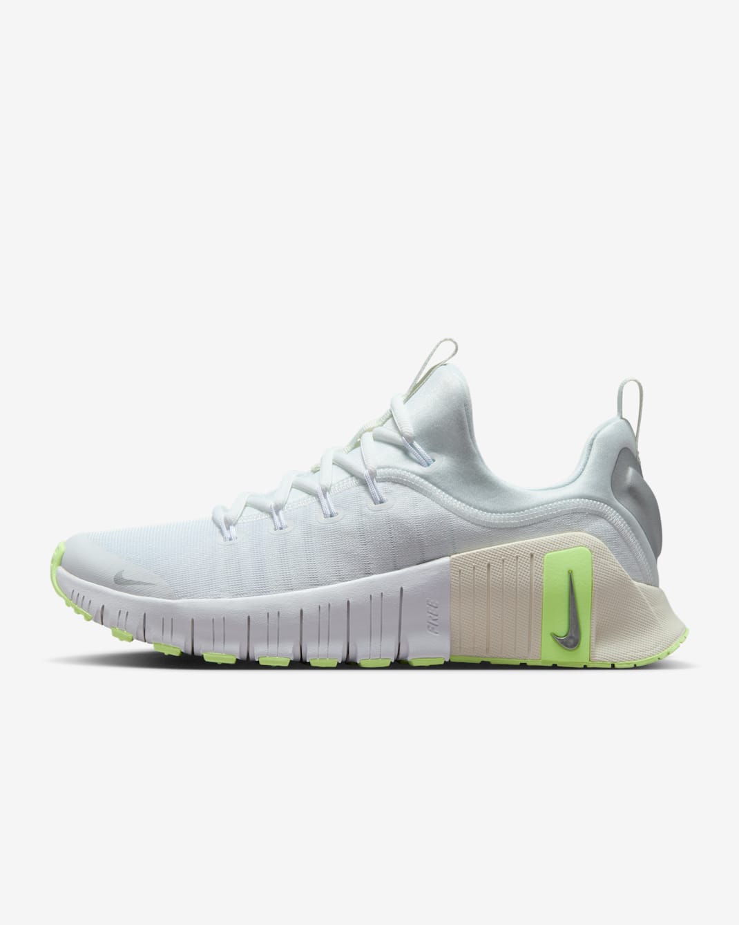 Nike Free Metcon 6 女款健身訓練鞋 - 白色/Barely Volt/Sail/Metallic Silver