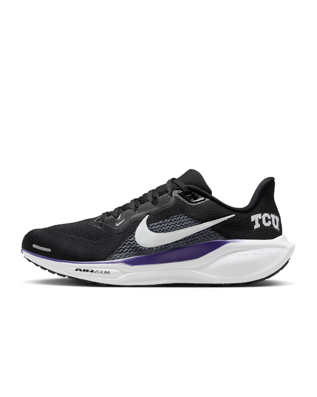 TCU Pegasus 41 Men's Nike College Road Running Shoes - Black/New Orchid/White