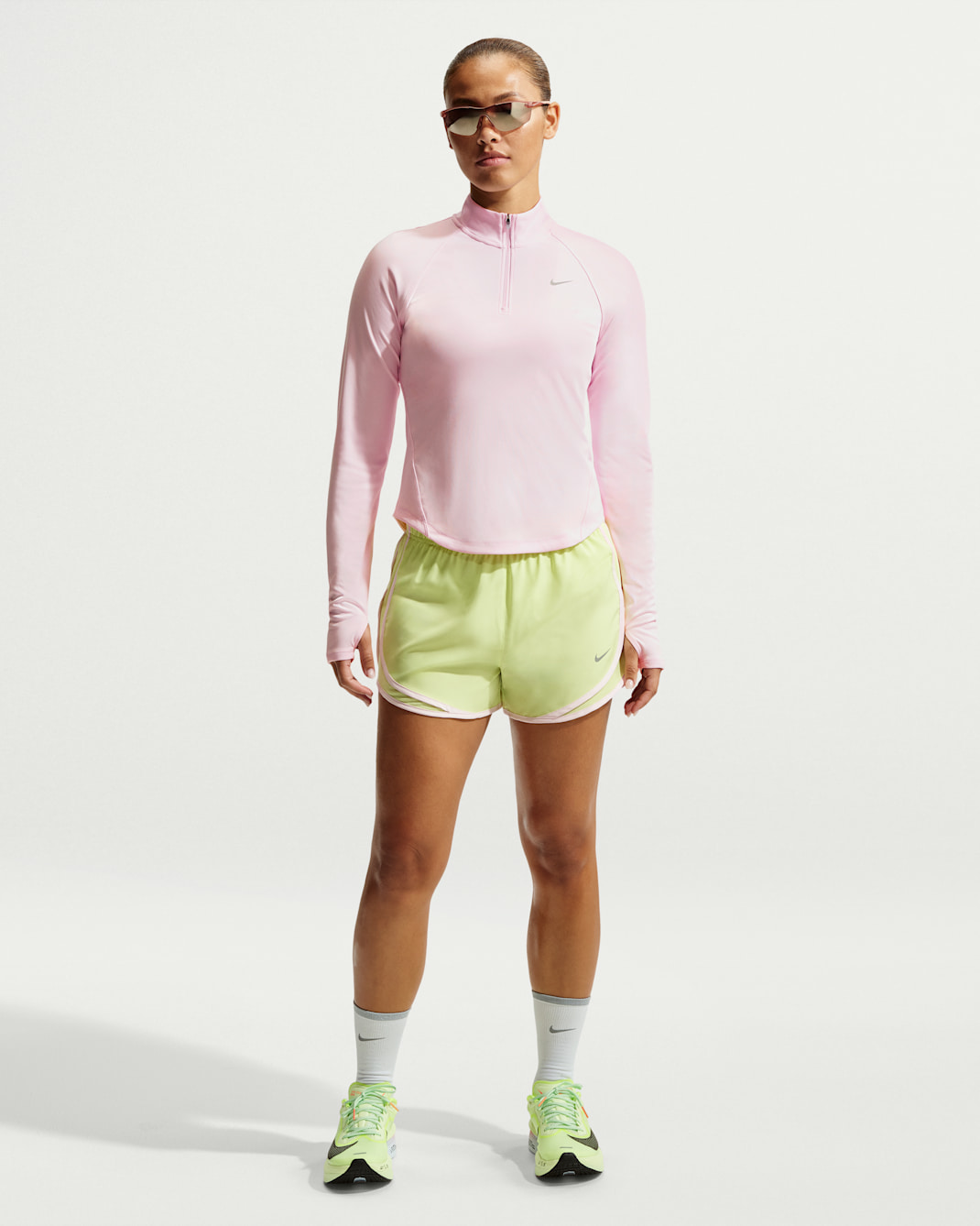 Nike Tempo Women's Dri-FIT Mid-Rise Brief-Lined Running Shorts - Light Lemon Twist/Light Lemon Twist/Pink Foam