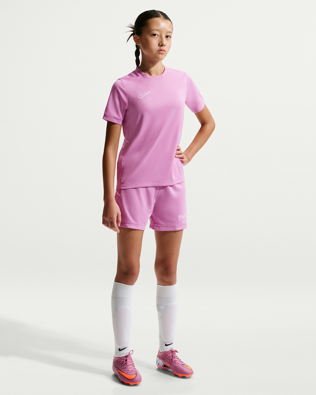 Nike Academy Big Kids' (Girls') Dri-FIT 4" Soccer Shorts - Light Magenta/Light Magenta/White/White